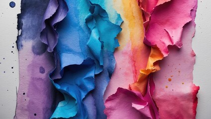 Poster - Vibrant watercolor paper texture in rich colors and dynamic folds perfect for artistic backgrounds and creative projects.
