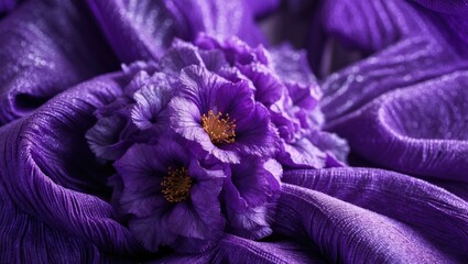Poster - Purple textile fabric with floral accents for elegant backgrounds and design projects