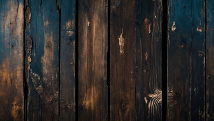 Poster - Dark brown vintage wooden texture background with deep tones and subtle vignette for timeless design and rustic themes.