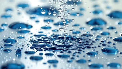 Poster - high-resolution image of water droplets on a reflective surface creating a visually stunning pattern