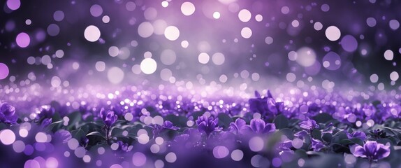 Poster - Purple and white bokeh background featuring soft floral elements and natural light creating a dreamy and serene atmosphere.