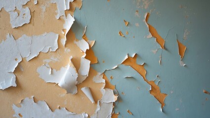 Poster - Peeled paint texture on a wall showcasing layered colors and deterioration ideal for backgrounds or renovation themes
