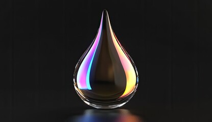 Poster - Colorful iridescent teardrop on dark background