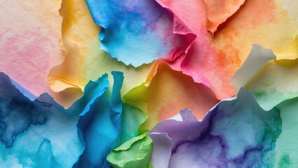 Poster - Colorful watercolor paper texture with vibrant hues and soft edges creating an artistic background for creative projects and designs.