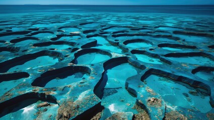 Poster - Vibrant Blue Seawater Over Seabed Creating Unique Patterns With Space for Text à¤¶à¤¾à¤®à¤¿à¤²à¥¤