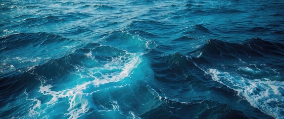 Poster - Deep Blue Ocean Waves with Textured Water Surface Under Natural Light