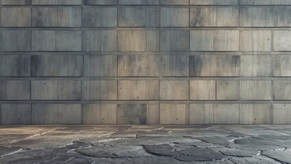 Poster - Concrete wall and textured floor background for architectural designs and interior renderings in modern settings.