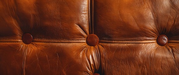 Poster - Elegant vintage brown leather texture with button details ideal for interior design and background applications.