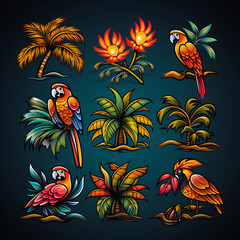 Wall Mural - birds and flowers