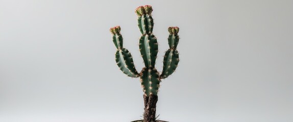 Poster - Vibrant Cactus Plant Isolated on White Background with Space for Text and Design Elements