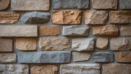 Poster - Stylish stone wall texture featuring a blend of earthy tones perfect for architectural and interior design backgrounds