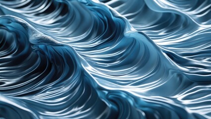 Poster - Blue water wave surface texture with smooth ripples and reflective sheen creating an abstract background design.