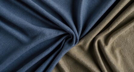Poster - Solid Twill Fabric Texture in Blue and Olive Green with Empty Copy Space for Creative Design Applications