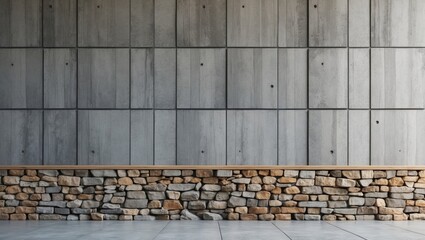 Poster - Modern concrete and stone wall interior background for architectural design and render applications. Ideal for minimalist decor themes.