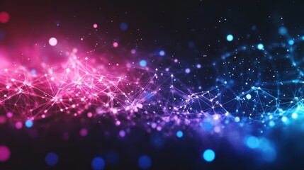 Poster - Abstract Pink Blue Network Data Flow