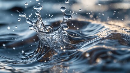 Poster - Water splashing in a serene environment showcasing the beauty and motion of liquid droplets against a reflective surface.