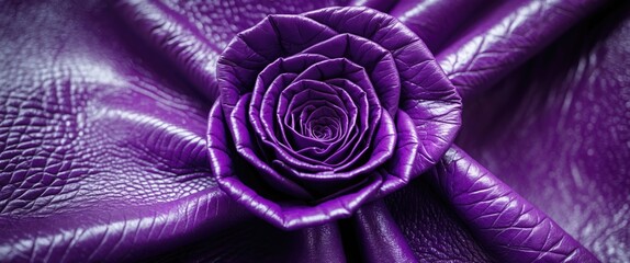 Poster - Purple leather texture with rose detail showcasing luxury and elegance in fabric design for fashion or upholstery use.