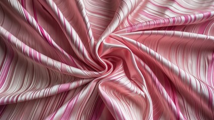 Aufkleber - Wavy pink striped silk fabric texture for elegant backgrounds and designs showcasing high-quality natural fibers.