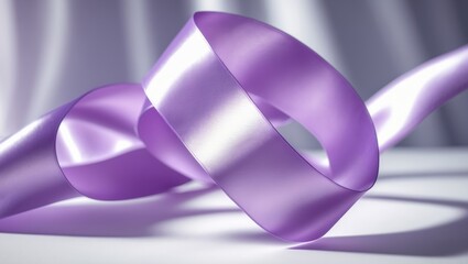 Aufkleber - Elegant lavender satin ribbon with a glossy finish, perfect for crafting and decorative design on a clean white background.