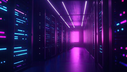 Poster - Neon-lit server room hallway (1)
