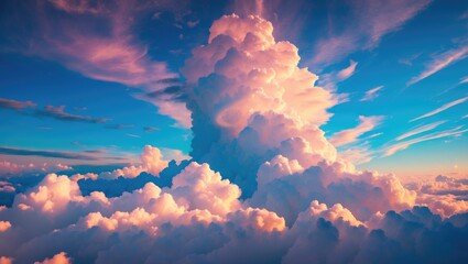 Aufkleber - Dramatic sunset clouds in a vibrant sky showcasing hues of pink and blue for stunning nature and atmospheric backgrounds.