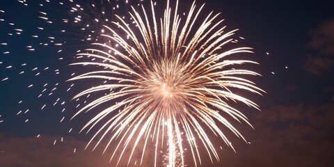 Aufkleber - Vibrant Fireworks Display Illuminating the Night Sky with Space for Custom Text or Advertising