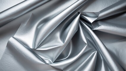 Poster - Wrinkled silver metallic paper background with a glossy texture ideal for creative designs and elegant presentations