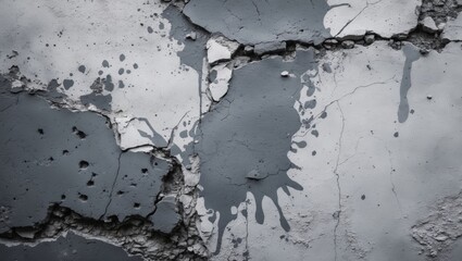 Aufkleber - Grunge Concrete Wall Texture with Cracks and Paint Splashes in Grey and White Tones for Abstract Background or Artistic Design Use