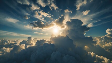 Aufkleber - Dramatic sky with dark clouds illuminated by sunlight creates a majestic and serene atmosphere in nature's vast expanses.