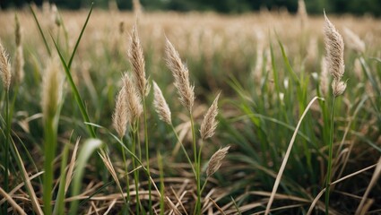 Aufkleber - Thatch Grass in Nature with Selective Focus Highlighting Textures and Colors of Natural Landscape