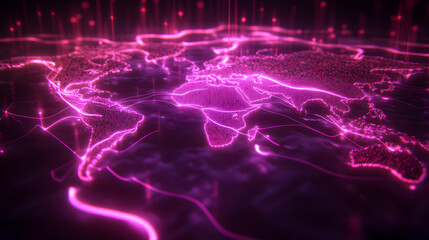 Poster - Neon-inspired global economic hub visualization digital map high-tech environment abstract view economic connectivity