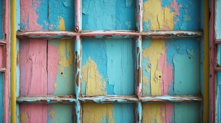 Poster - pastel colored vintage wooden window with creative texture and pattern for design and decoration on 