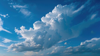 Aufkleber - Dramatic cloud formations against a vivid blue sky creating a serene and tranquil atmosphere with ample copy space for design use.