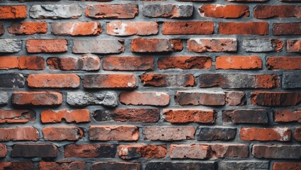 Poster - Textured red and gray brick wall surface suitable for backgrounds in design, architecture, and interior visualizations.