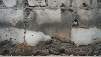 Poster - Textured concrete wall with cracked surface and weathered patches ideal for backgrounds in design and architectural projects.