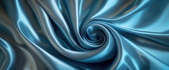 Aufkleber - Close-up of glossy gray blue silk fabric texture showcasing luxurious sheen and smooth folds perfect for background or design elements.