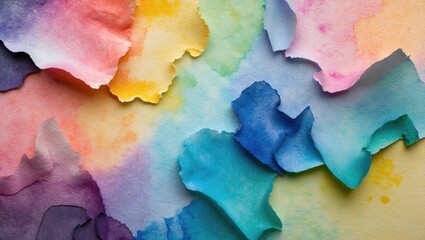 Fototapete - Vibrant watercolor paper texture featuring colorful pastel hues ideal for artistic backgrounds and creative design projects.