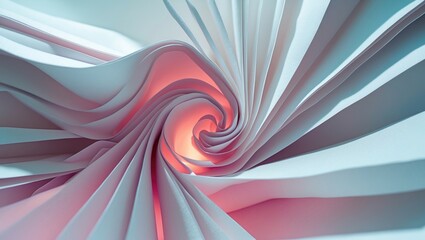 Poster - Abstract spiral paper texture with folds in soft lighting creating a dynamic and calming visual effect suitable for creative backgrounds.