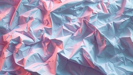 Poster - Soft pink and blue crumpled paper texture background for creative projects and design uses.