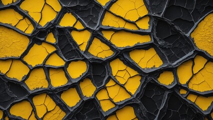 Aufkleber - Cracked abstract texture in yellow and black tones creative background design for artistic and industrial projects.