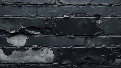 Poster - Vintage textured black concrete wall background with peeling paint and imperfections for design and creative projects.