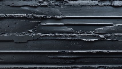 Poster - Textured black concrete wall with a vintage finish showcasing unique patterns and craftsmanship suitable for various design applications.