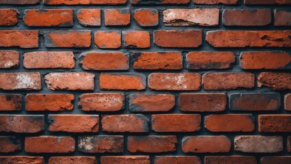 Poster - Vintage red brick wall texture with detailed surface and grunge finish suitable for background or architectural design applications.