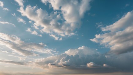 Aufkleber - Tranquil Afternoon Sky with Puffy Clouds Above in a Serene Blue Atmosphere