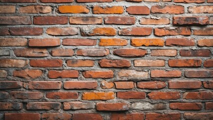 Poster - Rustic red brick wall background textured for use in design or product displays creating a vintage aesthetic ambiance.