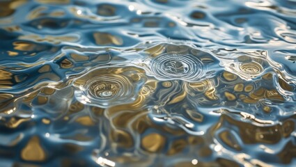 Poster - Cinematic water ripple texture with dynamic reflections and subtle circular patterns enhancing visual depth and fluidity in natural settings.