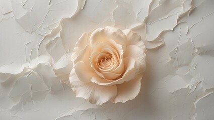 Poster - Elegant pale rose on textured white background creating a serene and minimalist aesthetic for artistic and design applications.