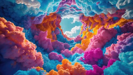 Aufkleber - Vibrant Colorful Cloudscape with Open Sky and Blank Space for Text Overlay