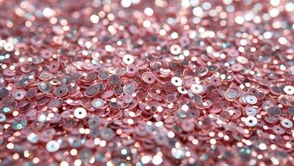 Poster - Pale Pink Sparkling Sequin Background Closeup Shimmering Texture for Crafting or Decorative Use in Design and Fashion Projects