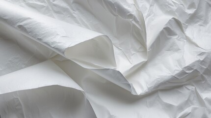 Aufkleber - Wrinkled white paper texture close-up creating an abstract background for design or creative projects.